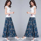 Women's Summer Ice Silk Floral Printing Skirt Elastic High Waist A-line Skirt Large Size Long Large Swing Skirt All-match Casual Skirt