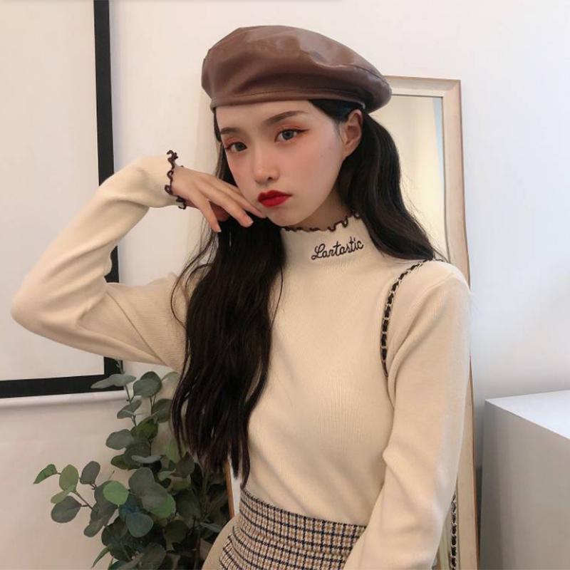 Pofulove Little Man Wild Fungus Bottoming Sweater Sweater Women's Fashion Outerwear Western-style