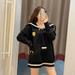 Autumn  Winter Navy Collar College Style Loose Pullover Sweater Women's Mid-length Outer Knit Jacket Jacket