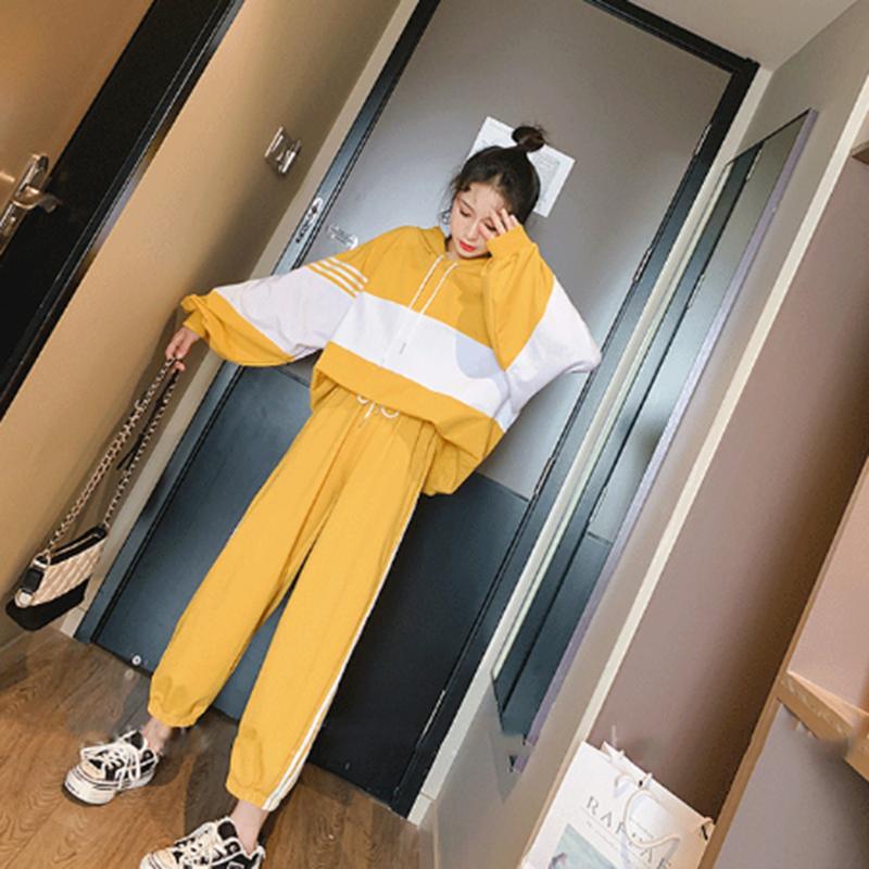Two-piece Fashion Suit Women's Casual Loose Hooded Comfortable Sportswear Solid Color Autumn Avocado Green Loose Autumn Women