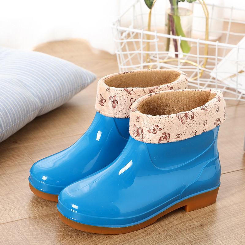 Water Shoes Girls Low Cut Adult Rain Boots Women Plus Velvet Short Tube Fashion Water Boots Women Non-slip Rain Boots Women Waterproof Shoes