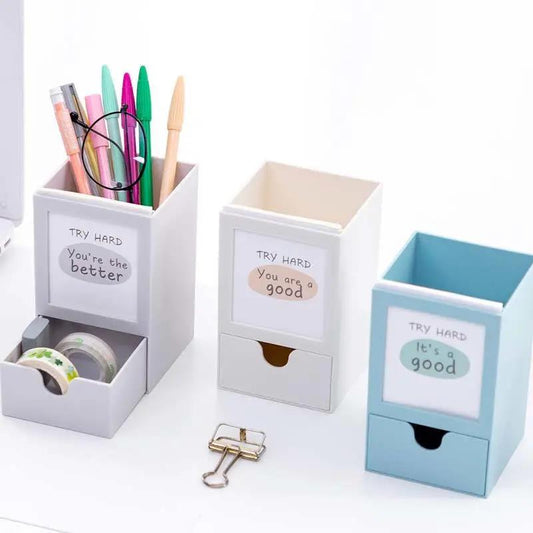 Drawer Pen Holder Ins Stationery Storage Box Creative Student Multi-functional Girl Heart Desktop Decoration Large-capacity Pen Holder