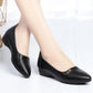 Soft Sole Mother's Shoes Women Flat Leather Shoes Wedge Women's Comfortable Low Heel Work Single Shoes