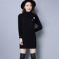 Women's Long Knit Sweater Winter Loose Pullover Sweater Turtleneck Thick Sweater Skirt with Pockets