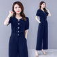 Suit Women's Summer Temperament  Two-piece Suit Short Top Loose Wide-leg Pants Professional Casual Suit Light and Breathable Fabric for Work