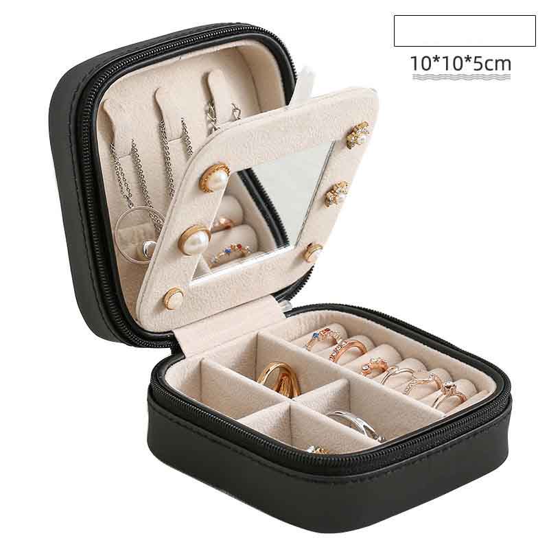 Jewelry Box Princess European Earring Necklace Simple Single Layer Small with Mirror Storage Box
