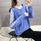 Spring and Autumn Loose Sweater Round Neck Large Size Long-sleeved Top Hollow Youth Female Bottoming Shirt