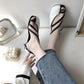 European and American Retro Roman Street Shooting Synchronized Flip-flops Split-toe Shoes Thin Straps Contrast Sandals Flat Shoes Women's Shoes