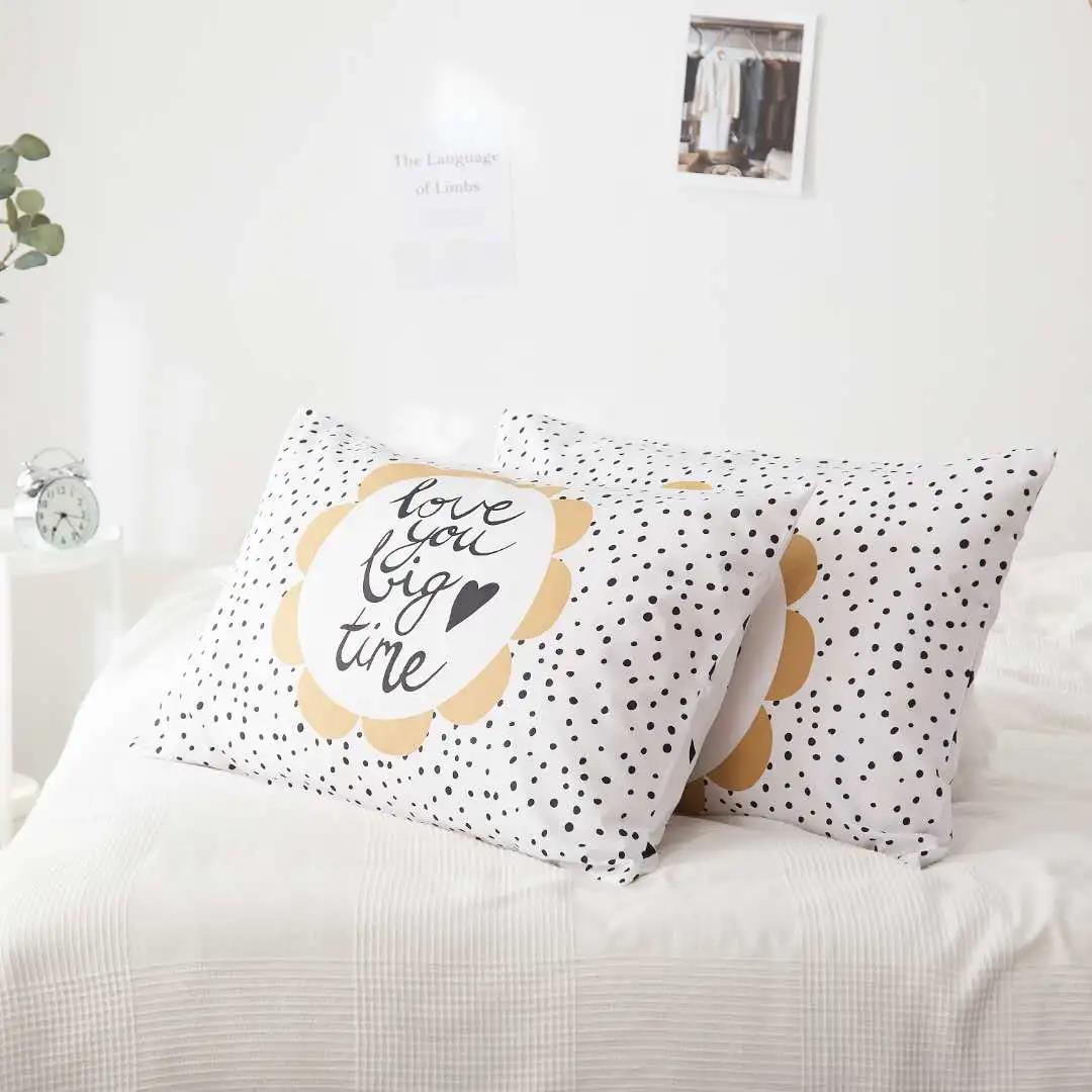 Two-piece Cotton Pillowcase Letter Printing Thickened Brushed Pillowcase Bedding