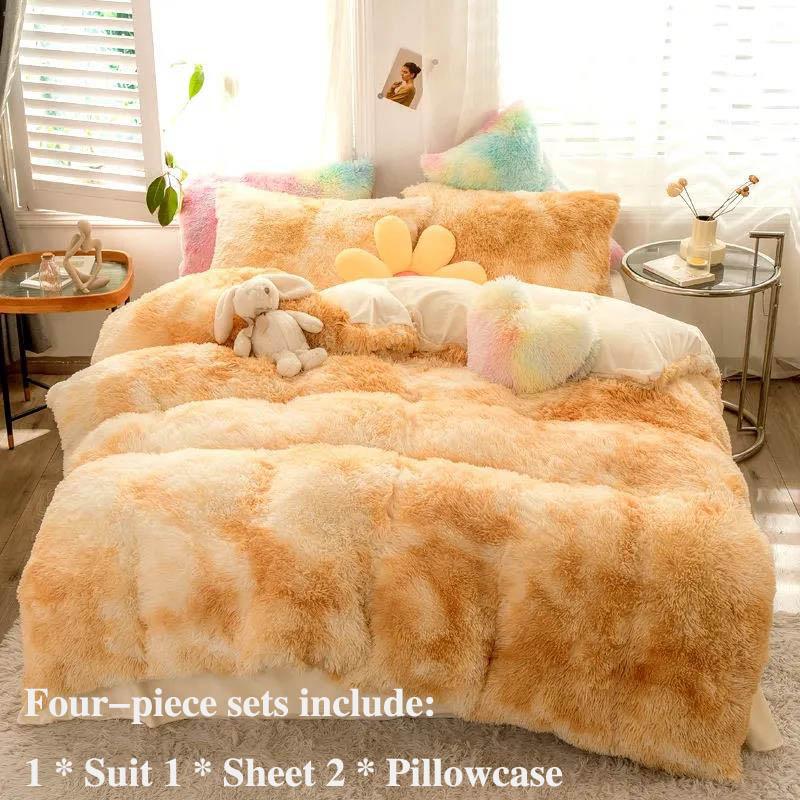 Thickened Water Velvet Four-piece Sheets Are Set In Conjunctive Princess Wind Warm Home Bedding Double Bed Suit