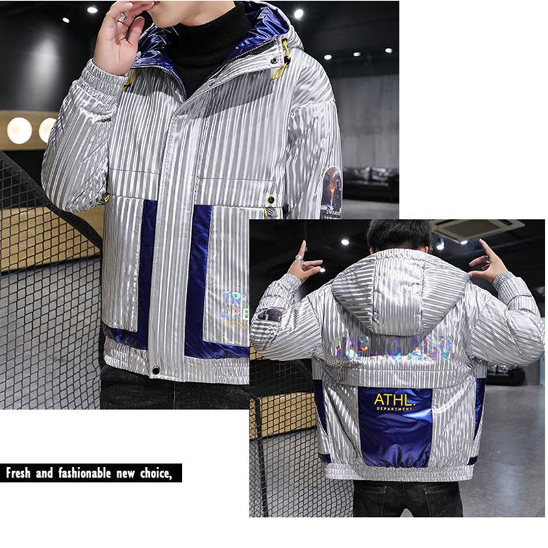 Winter Men's Trend Short Down Down Cotton Jacket Trendy Brand Glossy Workwear Winter Hooded Warm Jacket