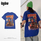 Summer Retro Hip-hop Street Print Loose Short-sleeved Male Casual Couple T-shirt