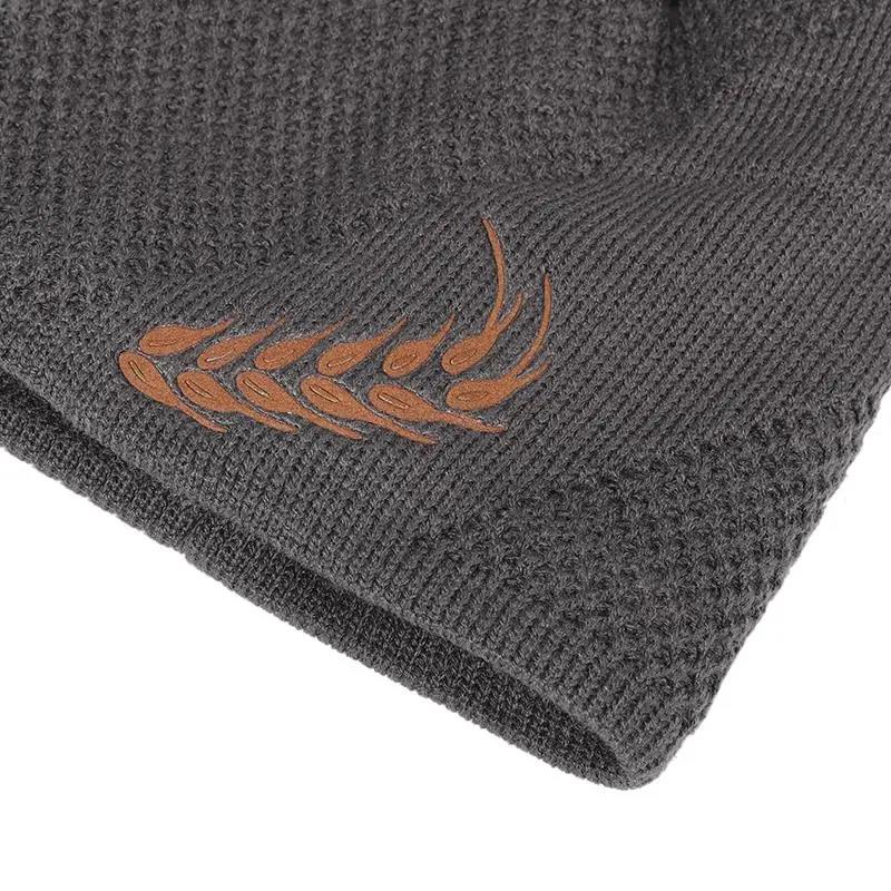 Winter Plus Velvet Embroidery Woolen Cap Plus Velvet Thick Warm Cotton Cap Riding Windproof Knit Hat