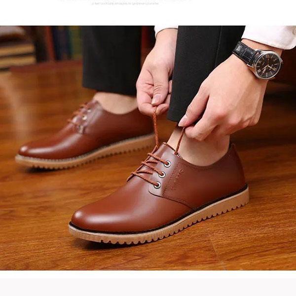 Men's Spring Breathable Leather Shoes Business Casual British Leather Shoes Non-slip Wear-resistant Dad Shoes Driving Shoes