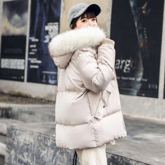 Real Shot Thickening Fashion Women's Down Jacket Wild Hooded Short Korean Cotton Jacket