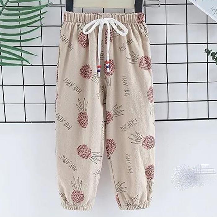 Children's Mosquito Pants Summer Thin Boys and Girls Printed Pineapple Geometry Pattern Trousers Casual Pants Leggings
