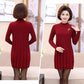 Autumn and Winter Loose Mid-length Dress Half High Neck Knitted Casual Bottoming Shirt Middle-aged Women Sweater Dress