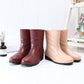 Ladies Rain Boots Mid Tube Faux Leather Anti-Slip Water Shoes Water Boots Kitchen Waterproof Shoes