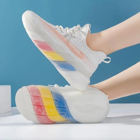 Women's Flying Woven Sneakers Summer Breathable Mesh Thin Lightweight Jelly-soled Coconut Shoes Casual Shoes