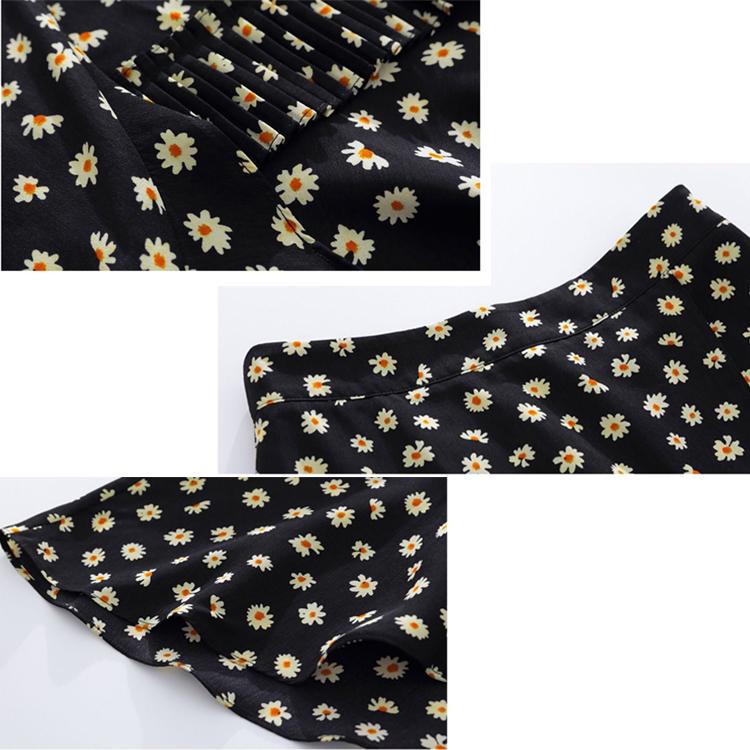 Summer Print Flower Chiffon Women Skirt Japanese Casual Skirts Harajuku Mid-Calf High Waist Skirts