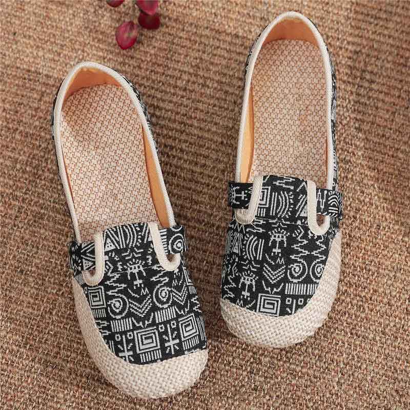 Cloth Shoes Women's Linen Retro Ethnic Style Flat Non-slip Breathable Lazy Shoes