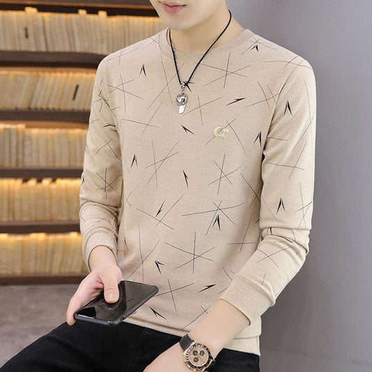 Men's Casual Long-sleeved T-shirt Spring and Autumn Korean Version of The Bottoming Shirt Youth Handsome Top Trend Sweater