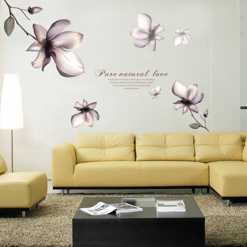 New purple dream flower magnolia flower bedroom sofa pvc transparent film