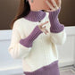 Autumn and Winter Cropped Sweater Pullover Loose Color Matching Jacket Half High Neck Knitted Female Top