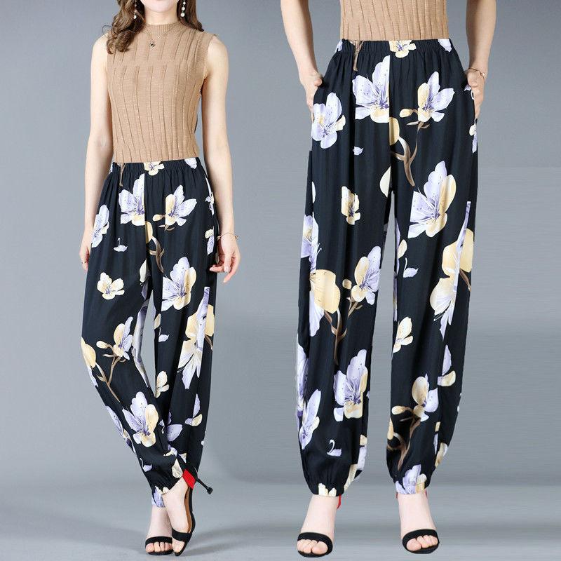 Women's Pants Spring and Summer Thin Dancing Bloomers Anti-mosquito Pants Outer Wear Cotton Silk Long Pants