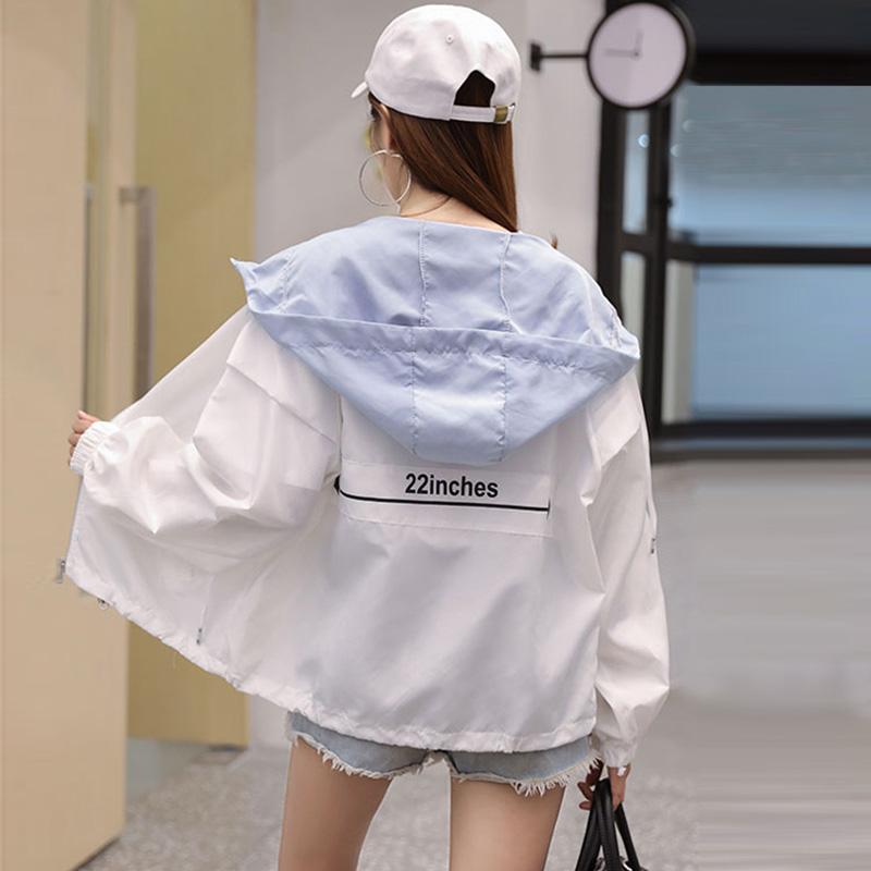 Spring and Autumn Loose Leisure All-match Sports Cardigan Windbreaker Hooded Female Coat