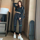Pants Women's Loose All-match Trend Overalls High-waisted Thin Black Sports Pants Female High-waist Students