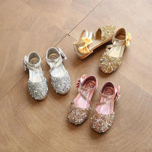 Children Sandals Girl Princess Shoes for Girls Glitter Bowtie  Sandals Dress Party Shoe Size 21-36