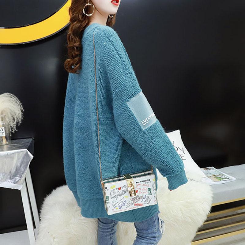 Autumn and Winter Zipper Casual Sweater Loose All-match Knit Top Pure Color Simple Female Jacket