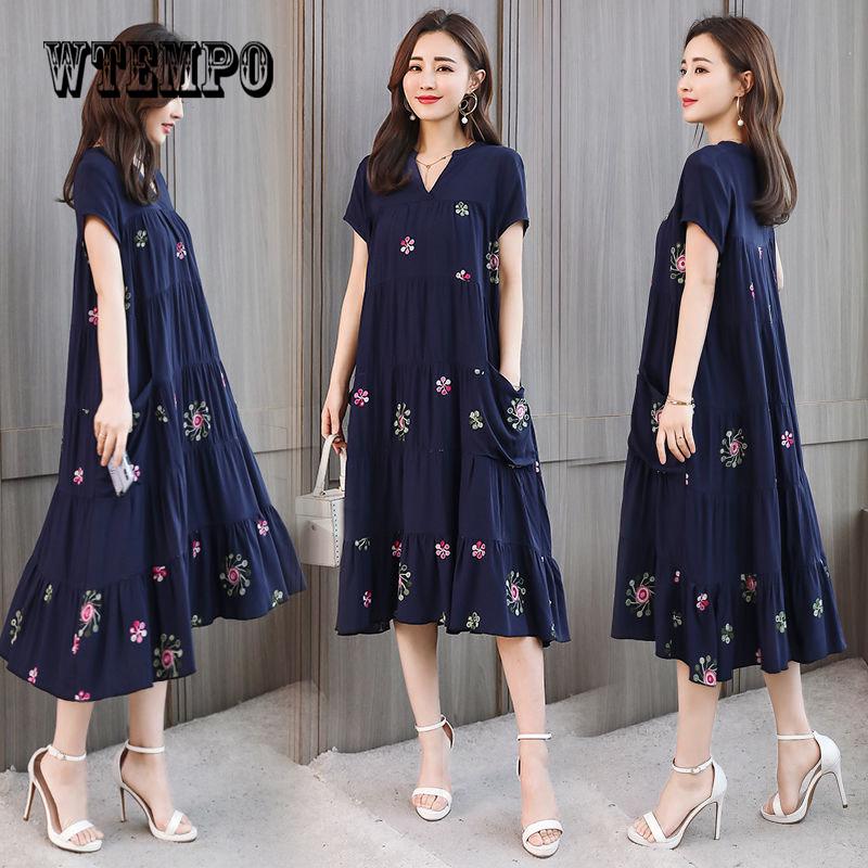 Summer Women Boho Style Print Beach Dress Vestidos Women Midi Party dress