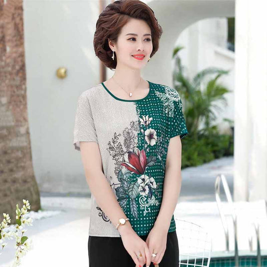 Ice Silk Top Women's T-shirt Plus Size Women's Spring and Summer Bottoming Shirt Women Loose and Thin Casual T-shirt