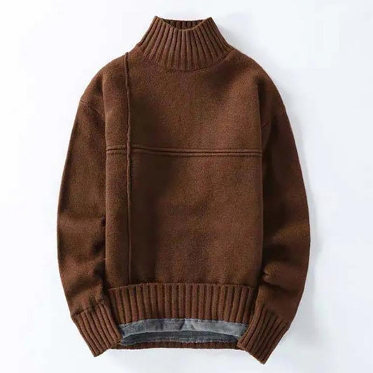 Autumn and Winter Men's Sweatshirts Round Neck Warm Knit Sweater Half High Neck Sweater Youth Sweater Men