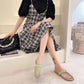 Summer Net Yarn Breathable Baotou Pedal Slippers Fairy Style Wild Stitching Sandals and Slippers Women