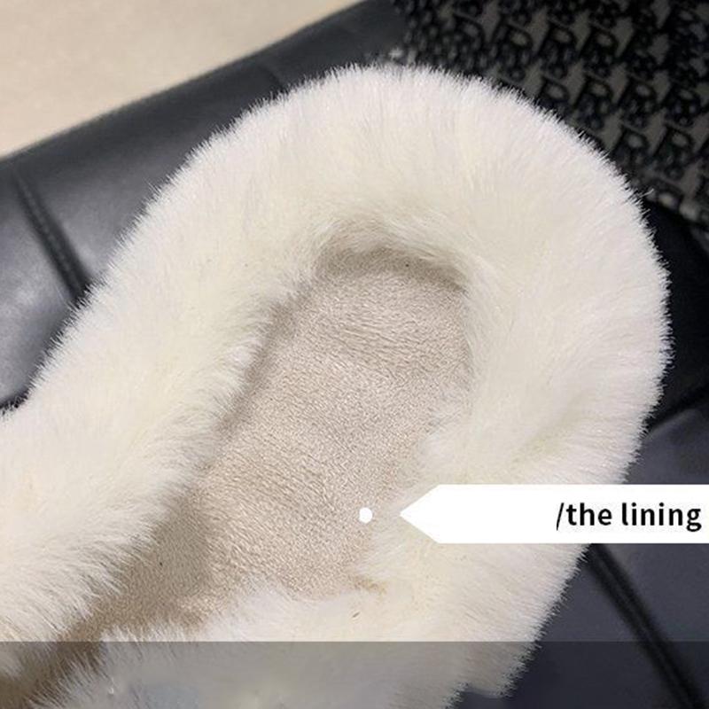 Hairy Slippers Women Winter Warm Comfortable and Cute All-match Flower Cotton Slippers Home Slip-resistant Women's Cotton Slippers