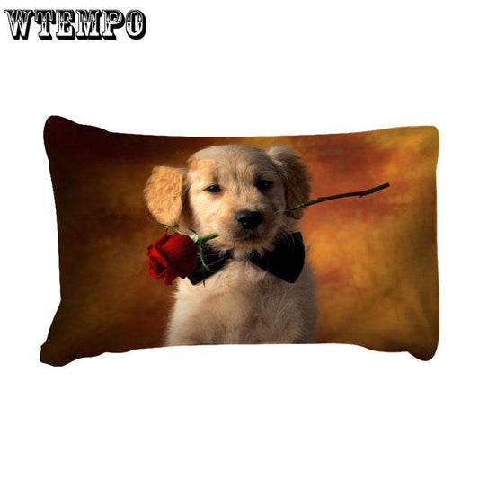Fashion Cute 3D Cartoon Rose Dog Pattern Duvet Cover Set Bedclothes Pillow Cases Bedding Set