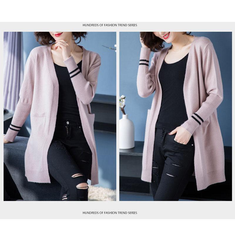 Spring and Autumn Knitted Cardigan Sweater Mid-length Loose Long-sleeved Jacket Fashion Thicker Women's Jacket