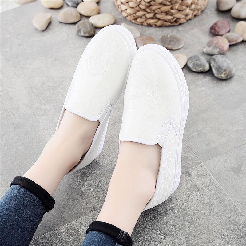 Women's Winter Leather Plush Cotton Shoes Non Slip Large Size Casual Flat Shoes Solid Color Soft Versatile Shoes