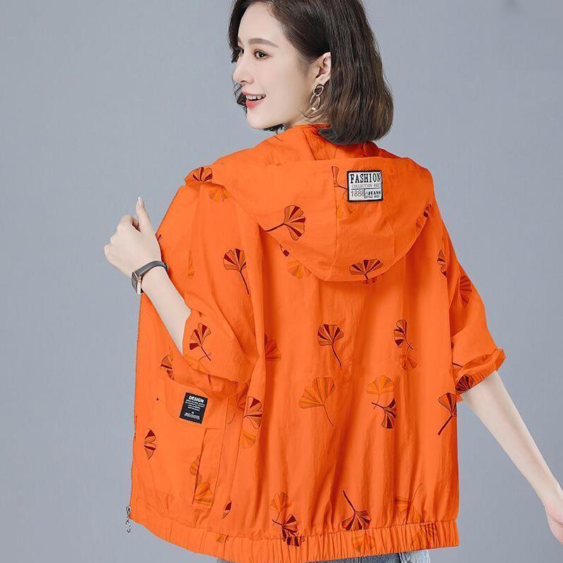 Summer Short Lightweight Breathable UV Protection Coat Large Size Loose Hooded Sun Protection Coat Women