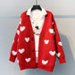Autumn and Winter Loose Mid-length Cardigan Lazy Heart-shaped Sweater Student Casual Jacket