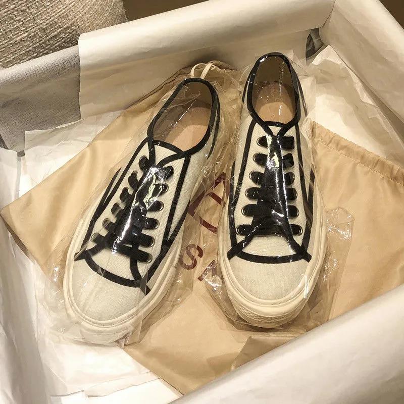 Women's Shoes Influx of Students Korean Version of The Single Thick-soled Casual Board Shoes Canvas Shoes Women's White Shoes