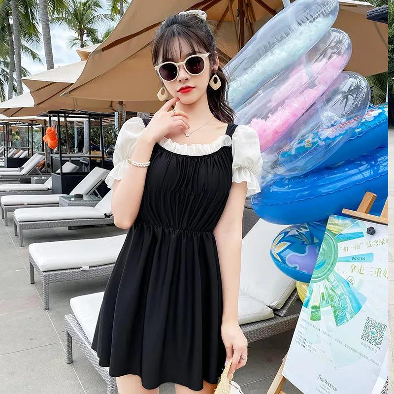 Swimsuit Women's Small Fragrant Wind Thin Belly Thin A-line Version Waist Thin Small Breasts Gathered Skirt-style Swimwear Sweet