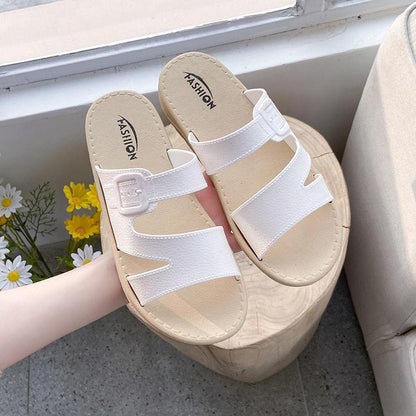 Women's Elastic Flat Sandals Ankle Strap Criss-Cross Open Toe Wide Strap Fashion Summer Shoes