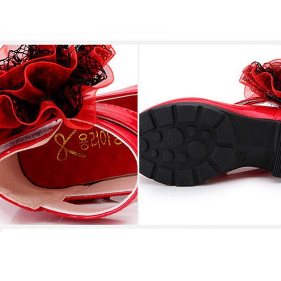 Children's Leather Shoes Girls' Spring and Summer Leather Shoes Princess Shoes Solid Color Big Flower Soft Soled Performance Shoes