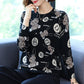 Autumn and Winter Ladies Fur Round Neck Bottoming Shirt Fashion Printing Shirt Sweater