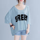 Large Size Women's Loose Letter Printing Short-sleeved T-shirt Tops Women's Casual Loose Large Size Round Neck Mid-sleeve T-shirts