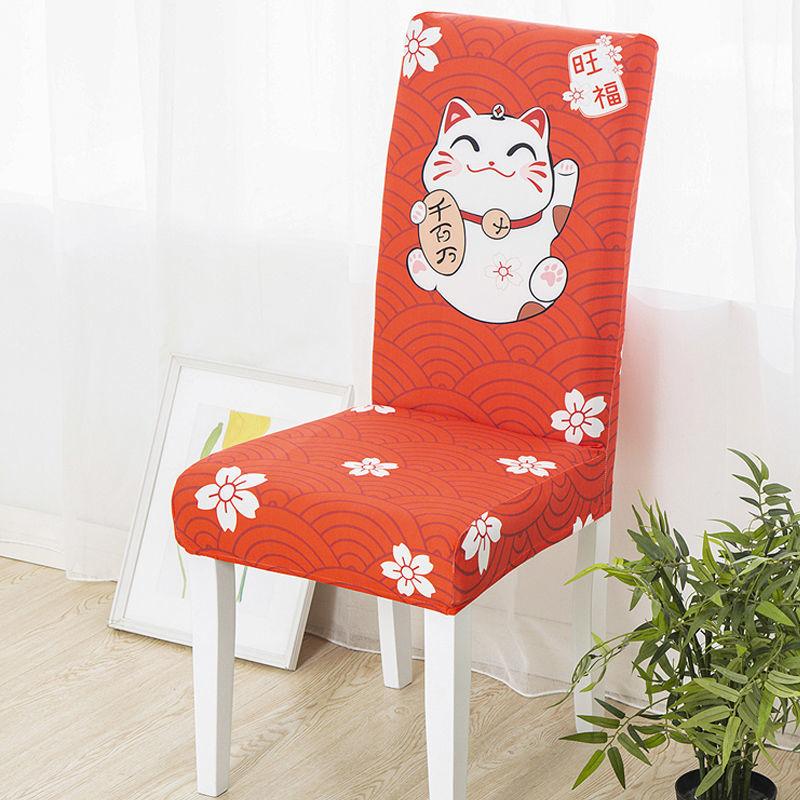 2/4/6pcs Cartoon Printing Dining Chair Cover Spandex Stretch Elastic Chair Cover for Wedding Dining Room Office Banquet